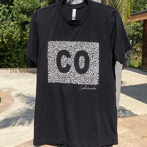 Bella Canvas CO Colorado Black Short Sleeve Tee Cotton Screen Print Wome…